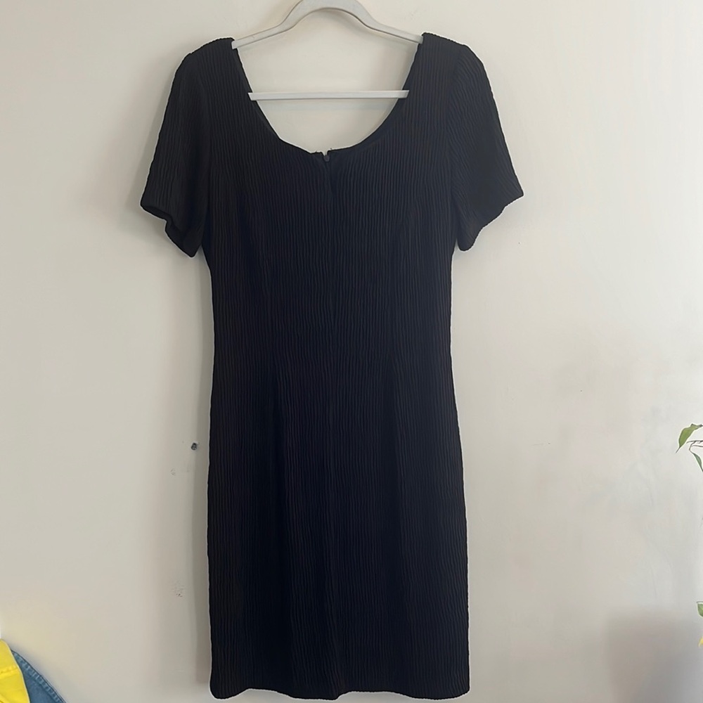 Vintage‎ Santa Fe Black Crepe Dress Pleated Sexy 80s 90s Party Cocktail Plisse